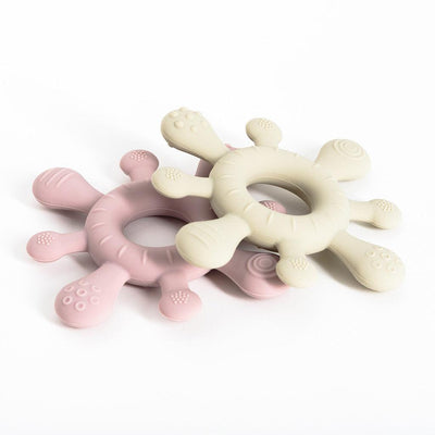 Ollie and Zara Snowflake Silicone Teether both colours