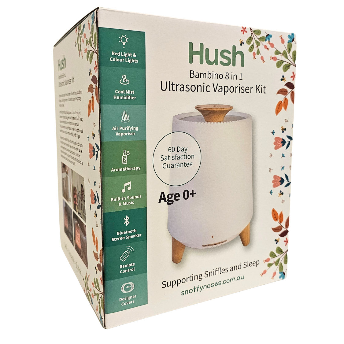Hush Ultrasonic Vaporiser with Nightlight and Sound (Bonus Essential Oil)