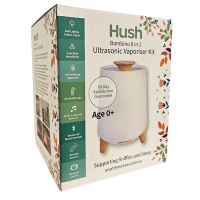 Hush Ultrasonic Vaporiser with Nightlight and Sound (Bonus Essential Oil)